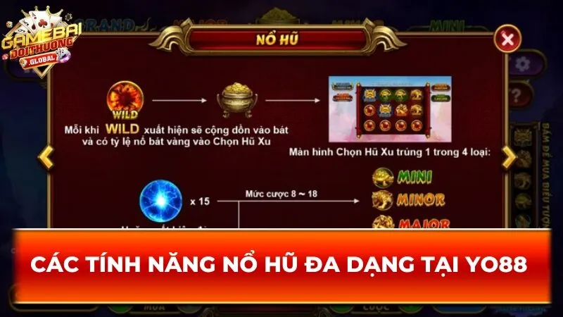 Các tính năng nổ hũ đa dạng tại Yo88