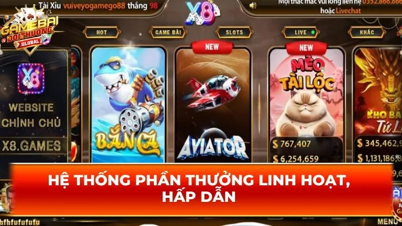 Hệ thống phần thưởng linh hoạt, hấp dẫn